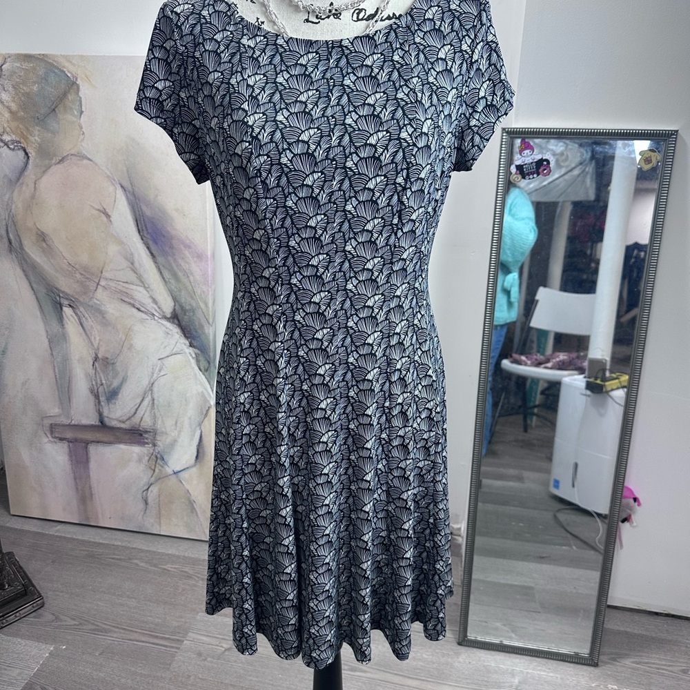 Connected Apparel Black and White Patterned Mini Dress